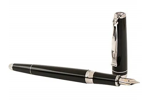 Cleo Skribent Platinum - Black Fountain Pen 25031 Fine