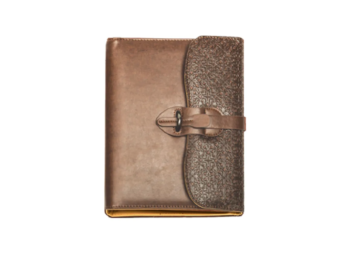 Damask Ringbinder Notebook â€“ B5 Coffee color