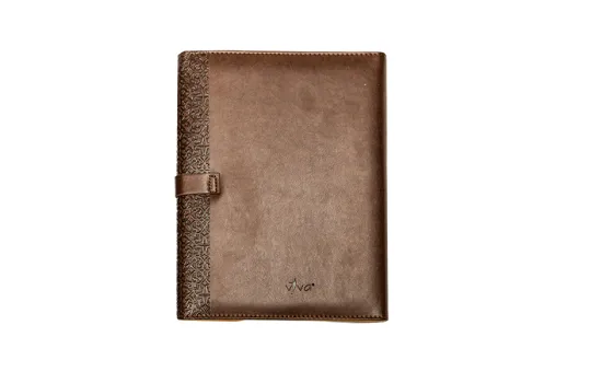 Damask Ringbinder Notebook â€“ B5 Coffee color