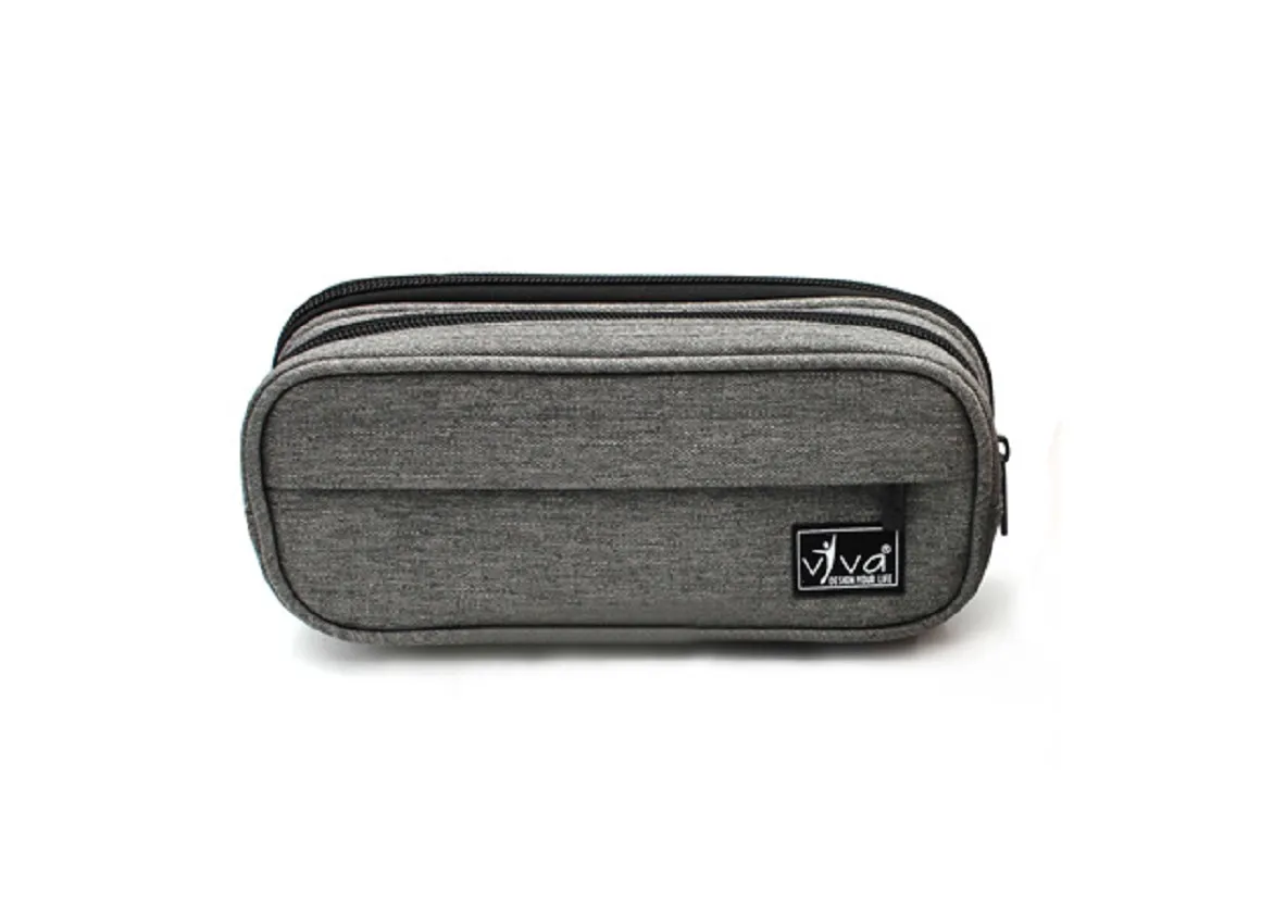 Viva Utility Pouch â€“ Oval 2 Zip (UT â€“ 1003) GREY