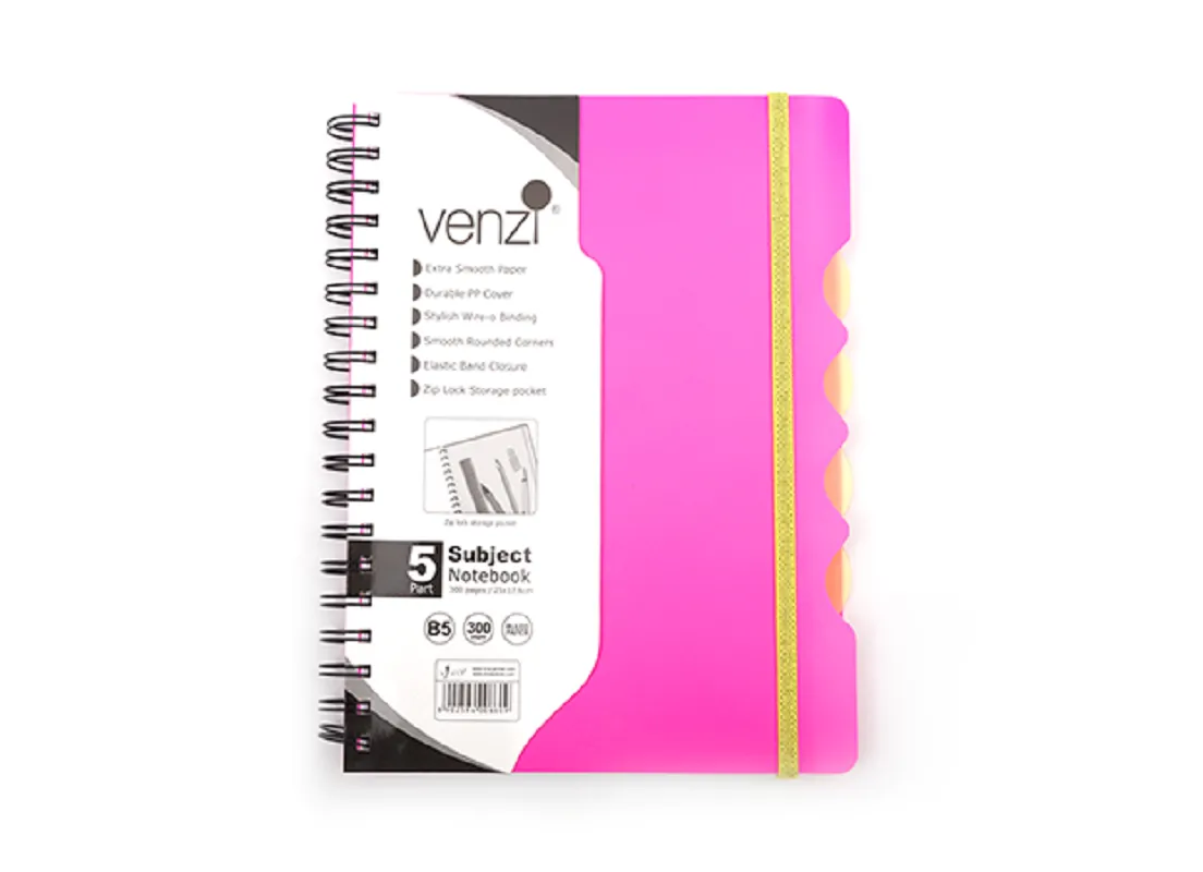 5 Subject Notebook Pink