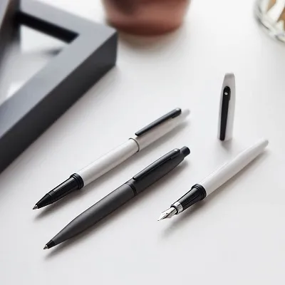 Sheaffer VFM 9424 Sleek Matte Grey Ballpoint Pen With Dark Black Trim