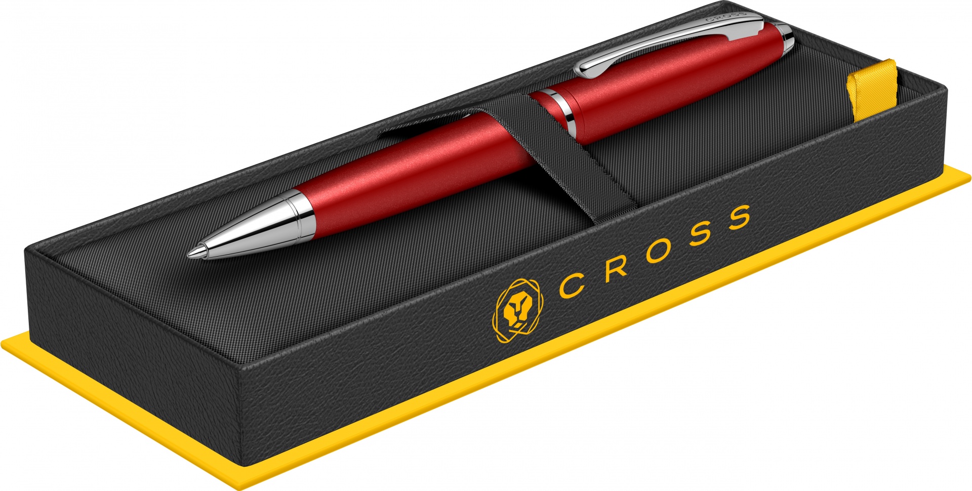 Cross AT0112-19 Calais Matte Metallic Ballpoint Pen – Crimson Red With Chrome Trims