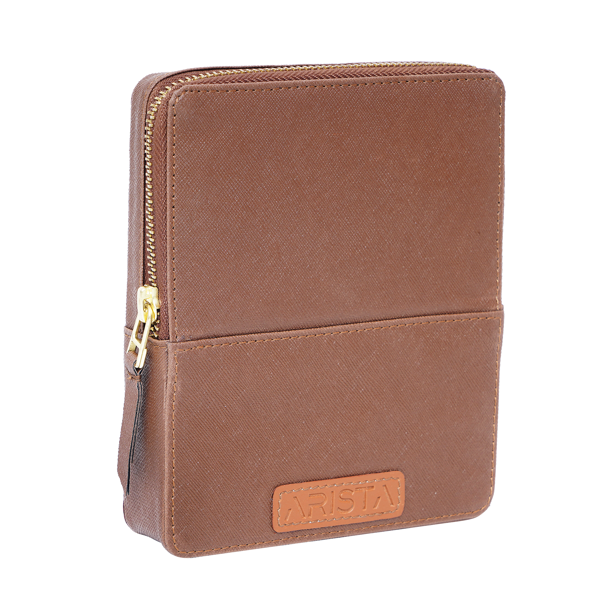 ARISTA PEN LEATHERETTE PEN CASE FOR 6 PENS BROWN