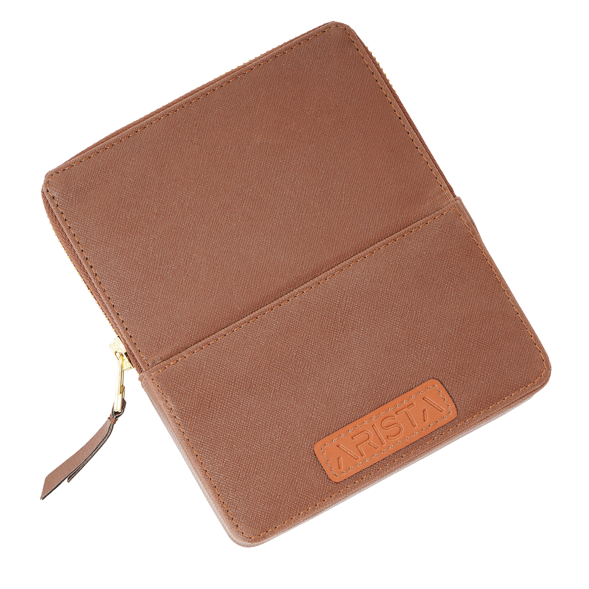 ARISTA PEN LEATHERETTE PEN CASE FOR 6 PENS BROWN