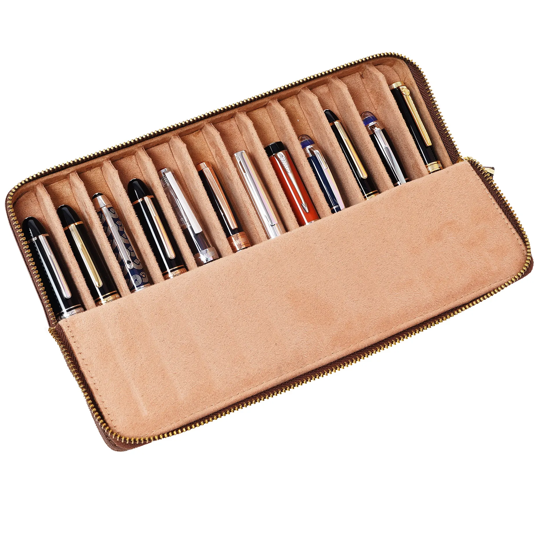 ARISTA PEN LEATHERETTE PEN CASE FOR 12 PENS BROWN