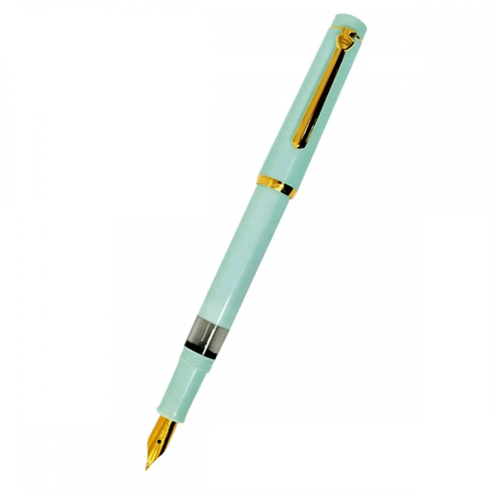 Scrikss 419 Legendary Fountain Ink Pen with Gold Plated Iridium Medium Nib, Glossy White