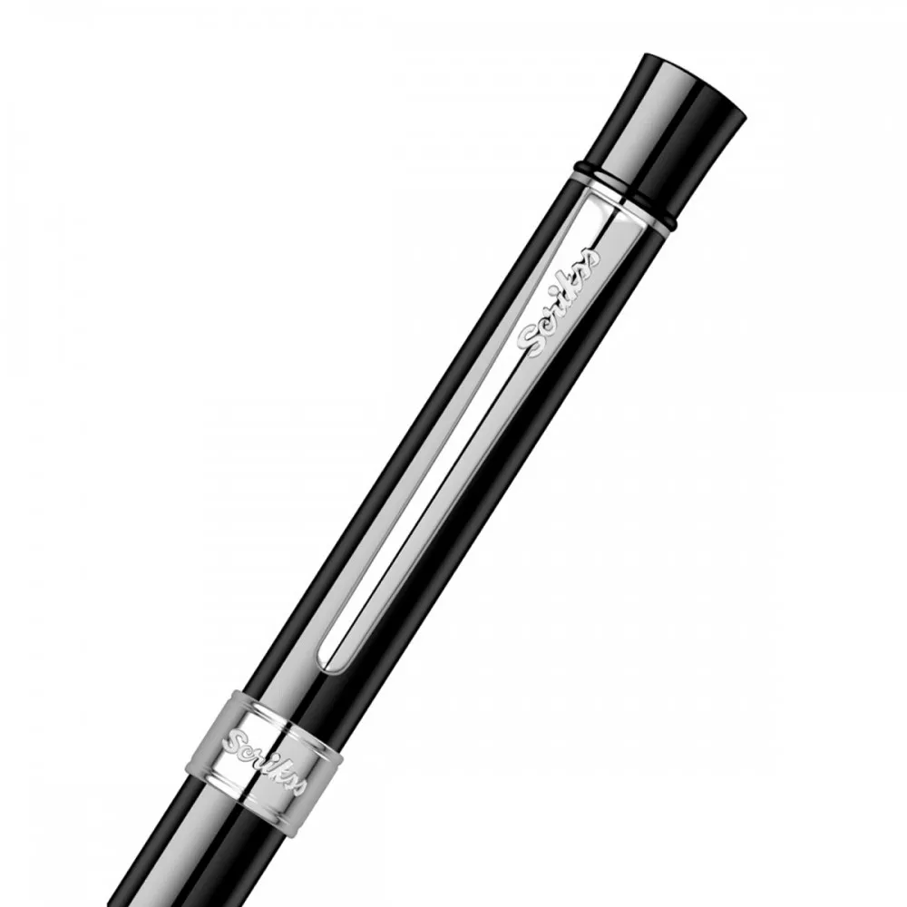 Scrikss Trio 93 Glossy Black Multi pen Ball Point Pen Ball pen - Pencil With 0.5 mm Lead, Chrome Trims, 360 Degree Twist Mechanism, D1 Type Refill