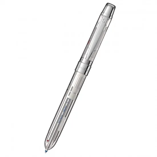 Scrikss Office Trion Transparent 3 in 1 Multi Pen, Red - Blue Ball Point Pen - Mechanical Pencil Of Lead 0.5mm Of Grade 2B, All In One, 360 Degree Twist Mechanism, Mini Retractable Eraser, ABS Body
