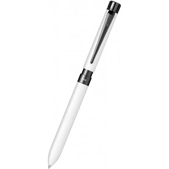 Scrikss Trio Sport 83 Glossy White Multi Pen 3 in 1 Ball Point With Red - Blue D1 Refills - Mechanical Pencil With 0.7mm Lead