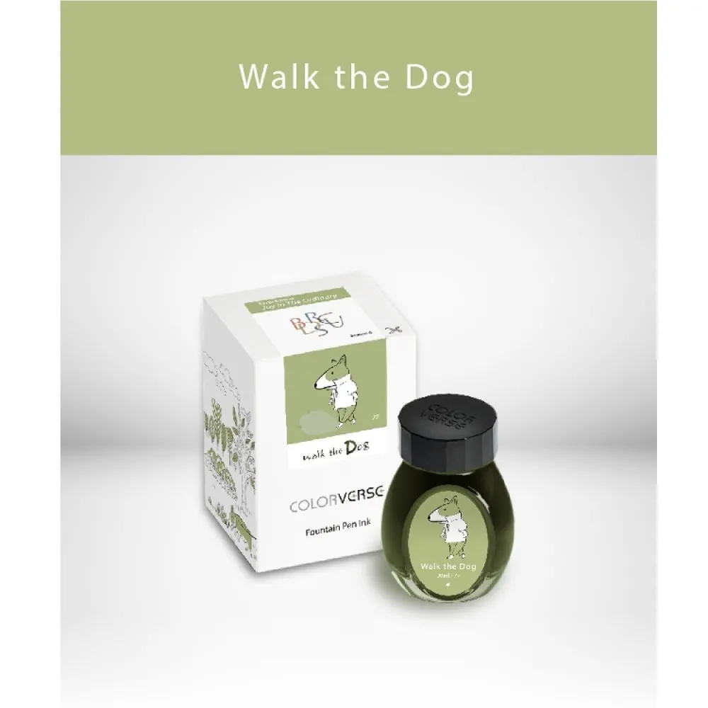 Colorverse 30ml Fountain Pen Ink Bottle - Light Green Ink - Walk The Dog - Joy In The Ordinary Series Dye Based , Water Resistant, Non Toxic, Made In Korea