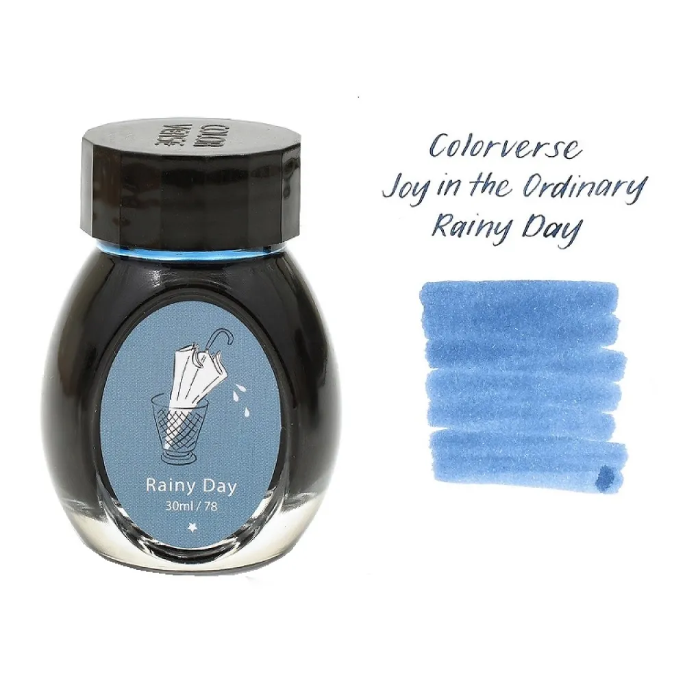 Colorverse 30ml Fountain Pen Ink Bottle - Rainy Day - Light Blue Ink - Joy In The Ordinary Series Dye Based, Water Resistant, Non Toxic, Made In Korea