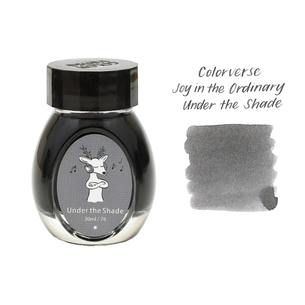 Colorverse 30ml Gray Ink - Fountain Pen Ink Bottle - Under The Shade - Joy In The Ordinary Series Dye Based, Water Resistant, Non Toxic, Made In Korea