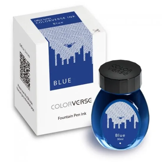 Colorverse 30ml Office Series Blue Fountain Pen Ink, Classic Bottle, Dye Based Non-toxic, Made In Korea
