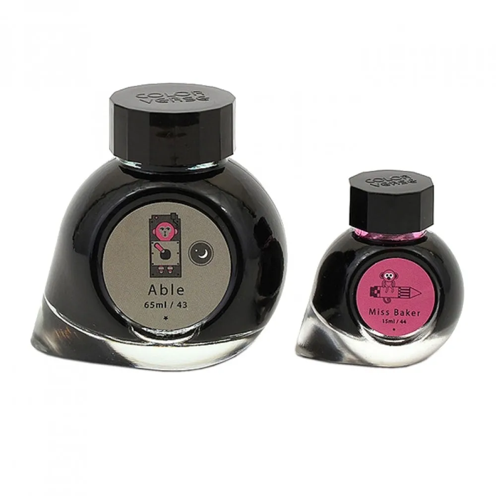 Colorverse Able - Green - Miss Baker - Pink - Fountain Pen Ink 43 - 44 Trailblazer In Space Series, Season 4, 65ml - 15ml - 2 Bottle Set, Dye-Based, Nontoxic, Made In Korea