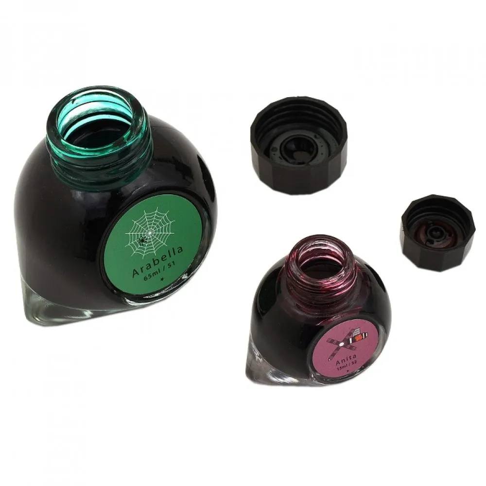 Colorverse Arabella - Green - Anita - Pink - Fountain Pen Ink 51 - 52 Trailblazer In Space Series, Season 4, 65ml - 15ml - 2 Bottle Set, Dye-Based, Nontoxic, Made In Korea