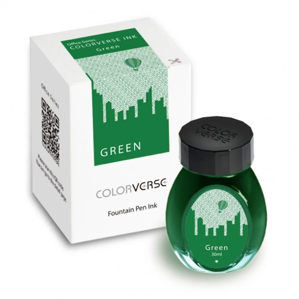 Colorverse Green 30ml Office Series Fountain Pen Ink, Classic Bottle Dye Based Nontoxic, Made In Korea
