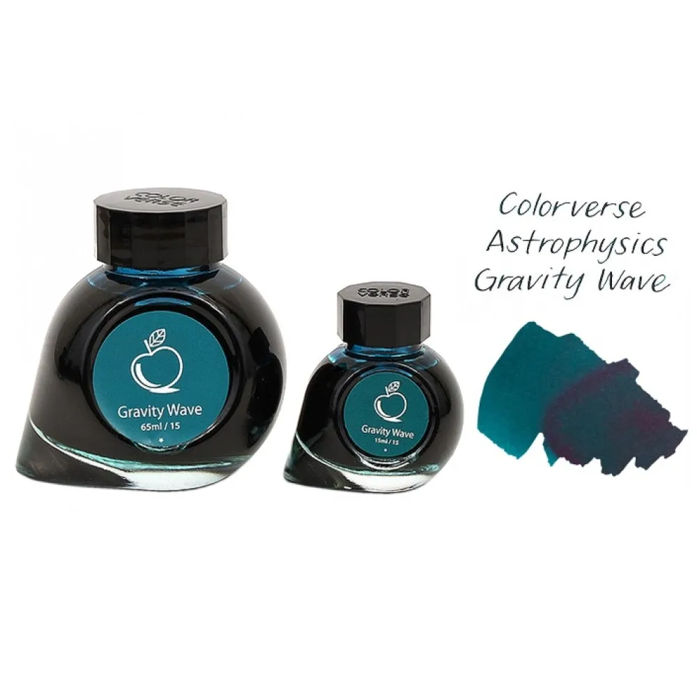 Colorverse Gravity Wave - Turquoise - Fountain Pen Ink 15 Astrophysics Series, Season 2, 65ml - 15ml - 2 Bottle Set, Dye-Based, Nontoxic, Made In Korea