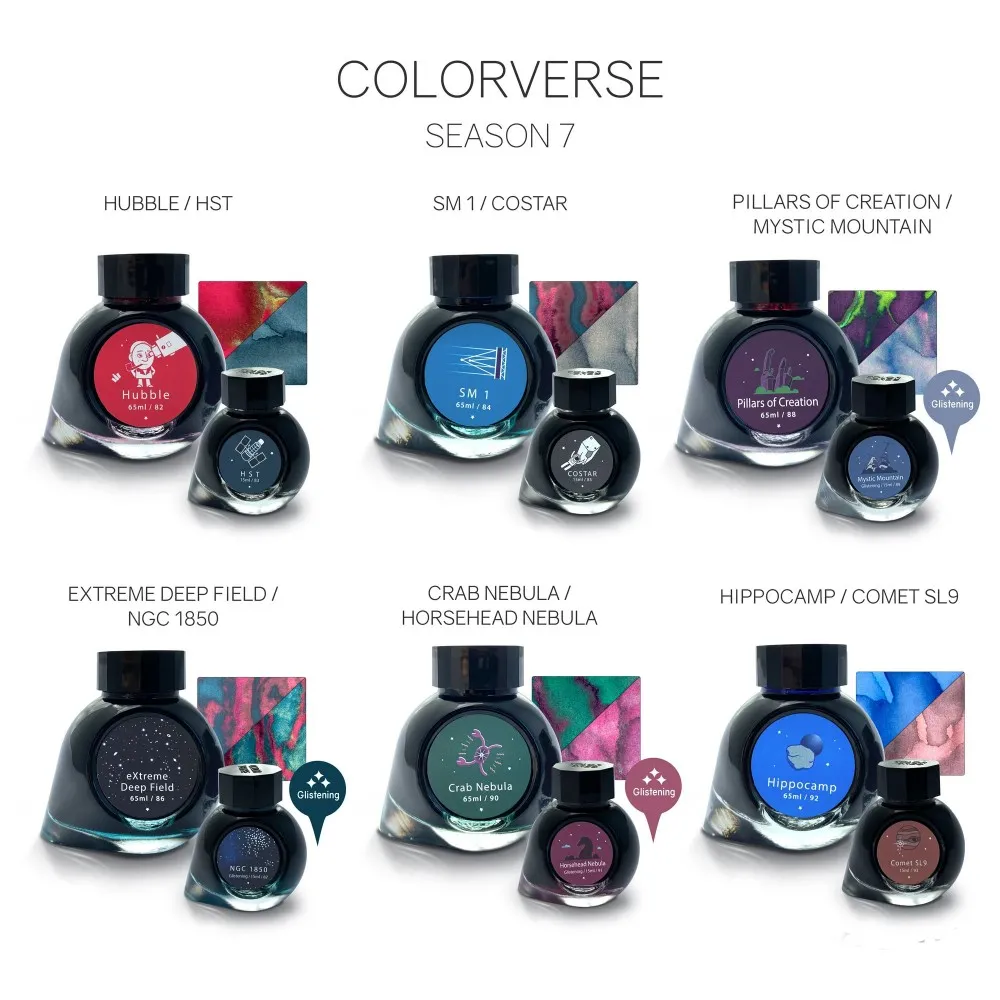 Colorverse Ink - Season 7 - Eye On The Universe - Hippocamp (65ml) and Comet SL9 (15ml)- 2 Bottle Set, Dye-based, Nontoxic