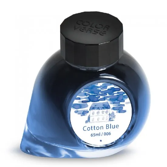 Colorverse Project Series Cotton Blue Fountain Pen Ink, 65ml Classic Bottle, Dye Based, Nontoxic