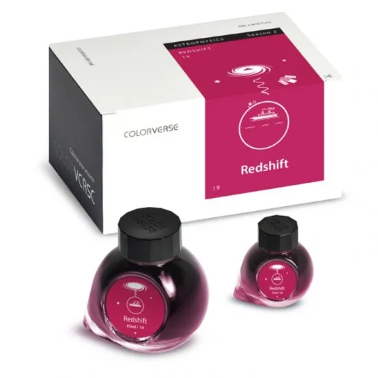 Colorverse Redshift - Red - Fountain Pen Ink 19 Astrophysics Series, Season 2, 65ml - 15ml - 2 Bottle Set, Dye-Based, Nontoxic, Made In Korea