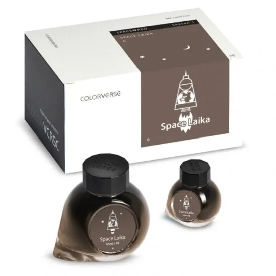 Colorverse Space Laika - Dark Brown - Fountain Pen Ink 06 Spaceward Series, Season 1, 65ml - 15ml - 2 Bottle Set, Dye-Based, Nontoxic, Made In Korea