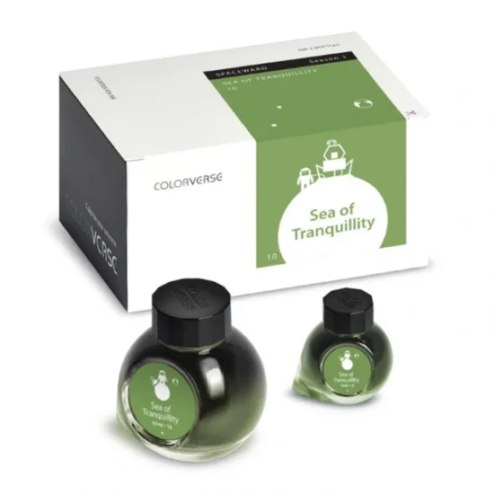 Colorverse Sea Of Tranquility - Green - Fountain Pen Ink 10 Spaceward Series, Season 1, 65ml - 15ml - 2 Bottle Set, Dye-Based, Nontoxic, Made In Korea