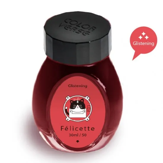 Colorverse Traiblazer In Space Felicette Glistening Series Under The Shade – Red Ink 30ml Fountain Pen Ink Bottle Dye Based including Glistening Pigment, Nontoxic, Made in Korea