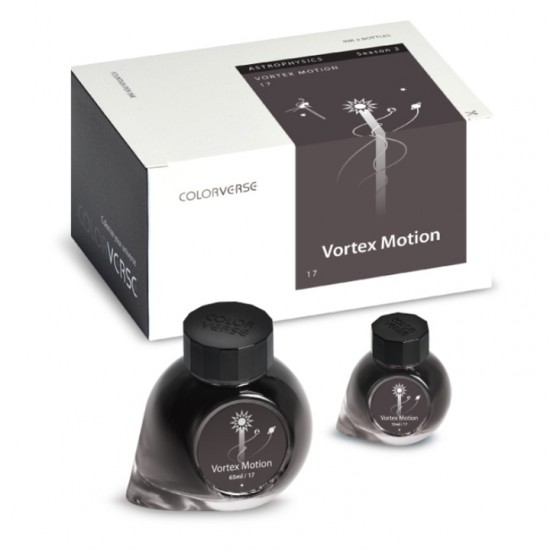 Colorverse Vortex Motion - Black - Fountain Pen Ink 17 Astrophysics Series, Season 2, 65ml - 15ml - 2 Bottle Set, Dye-Based, Nontoxic, Made In Korea