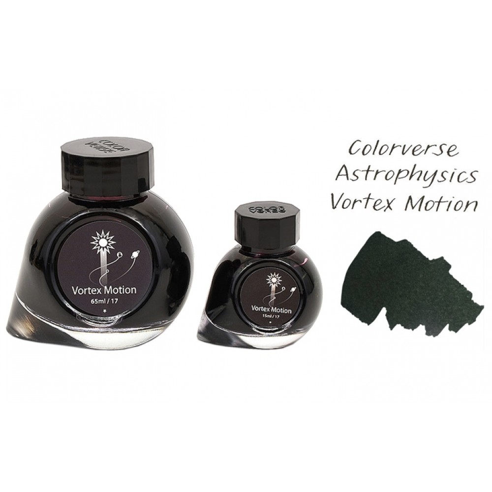 Colorverse Vortex Motion - Black - Fountain Pen Ink 17 Astrophysics Series, Season 2, 65ml - 15ml - 2 Bottle Set, Dye-Based, Nontoxic, Made In Korea