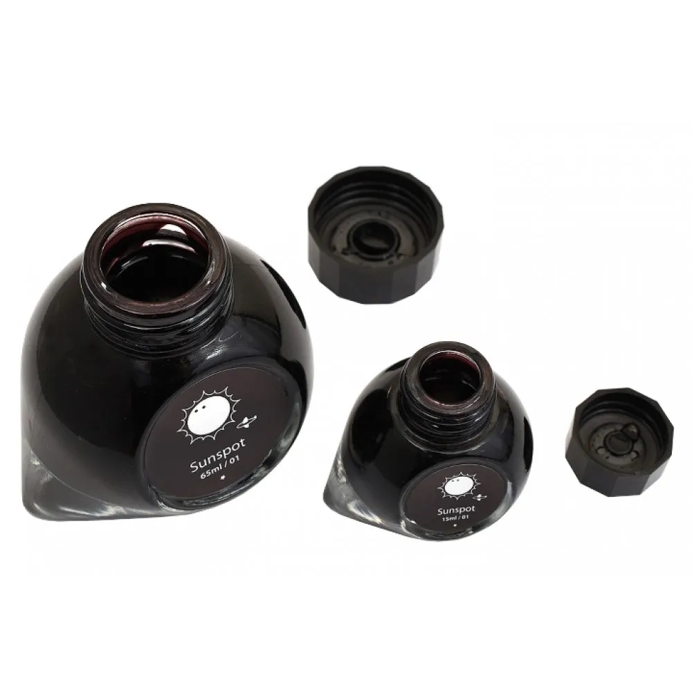 Colorverse Sunspot - Black Fountain Pen Ink 01 Spaceward Series, Season 1, 65ml - 15ml - 2 Bottle Set, Dye-Based, Nontoxic, Made In Korea