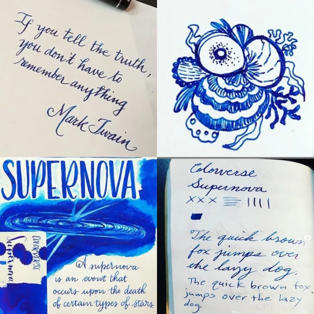 Colorverse Supernova - Blue - Fountain Pen Ink 14 Astrophysics Series, Season 2, 65ml - 15ml - 2 Bottle Set, Dye-Based, Nontoxic, Made In Korea