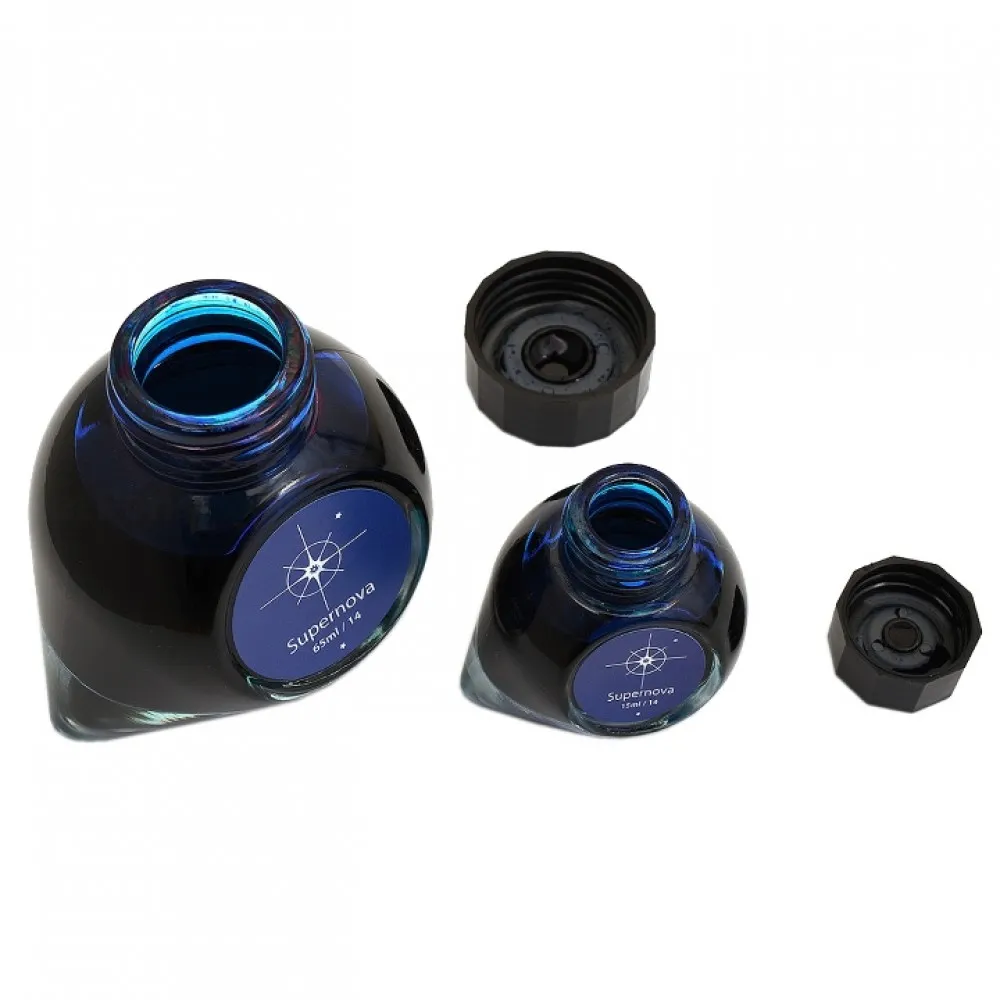 Colorverse Supernova - Blue - Fountain Pen Ink 14 Astrophysics Series, Season 2, 65ml - 15ml - 2 Bottle Set, Dye-Based, Nontoxic, Made In Korea