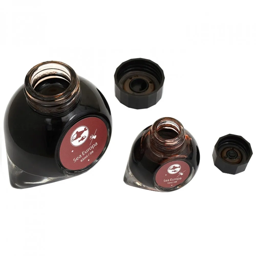 Colorverse Sea Europa - Red - Fountain Pen Ink 09 Spaceward Series, Season 1, 65ml - 15ml - 2 Bottle Set, Dye-Based, Nontoxic, Made In Korea