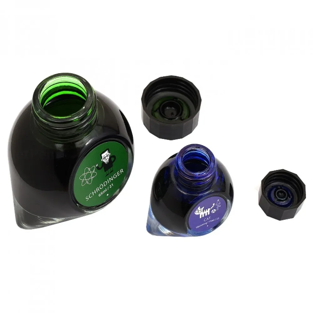 Colorverse Schrodinger - Green Without Shimmer - Cat - Blue With Shimmer - Fountain Pen Ink 21 - 22 Multiverse Series, Season 3, 65ml - 15ml - 2 Bottle Set, Dye-Based, Nontoxic, Made In Korea