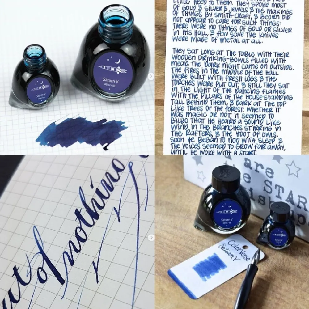 Colorverse Saturn V - Dark Blue - Fountain Pen Ink 03 Spaceward Series, Season 1, 65ml - 15ml - 2 Bottle Set, Dye-Based, Nontoxic, Made In Korea