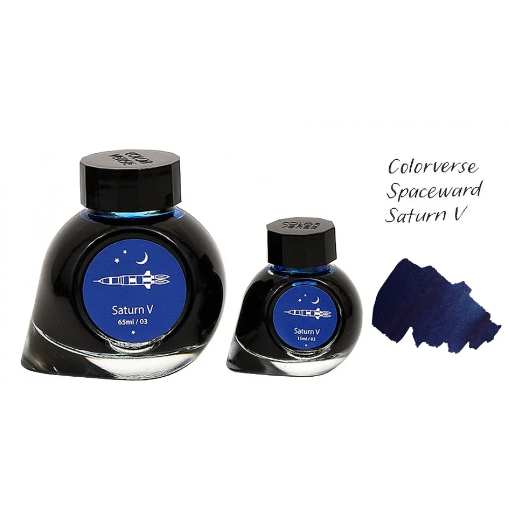Colorverse Saturn V - Dark Blue - Fountain Pen Ink 03 Spaceward Series, Season 1, 65ml - 15ml - 2 Bottle Set, Dye-Based, Nontoxic, Made In Korea