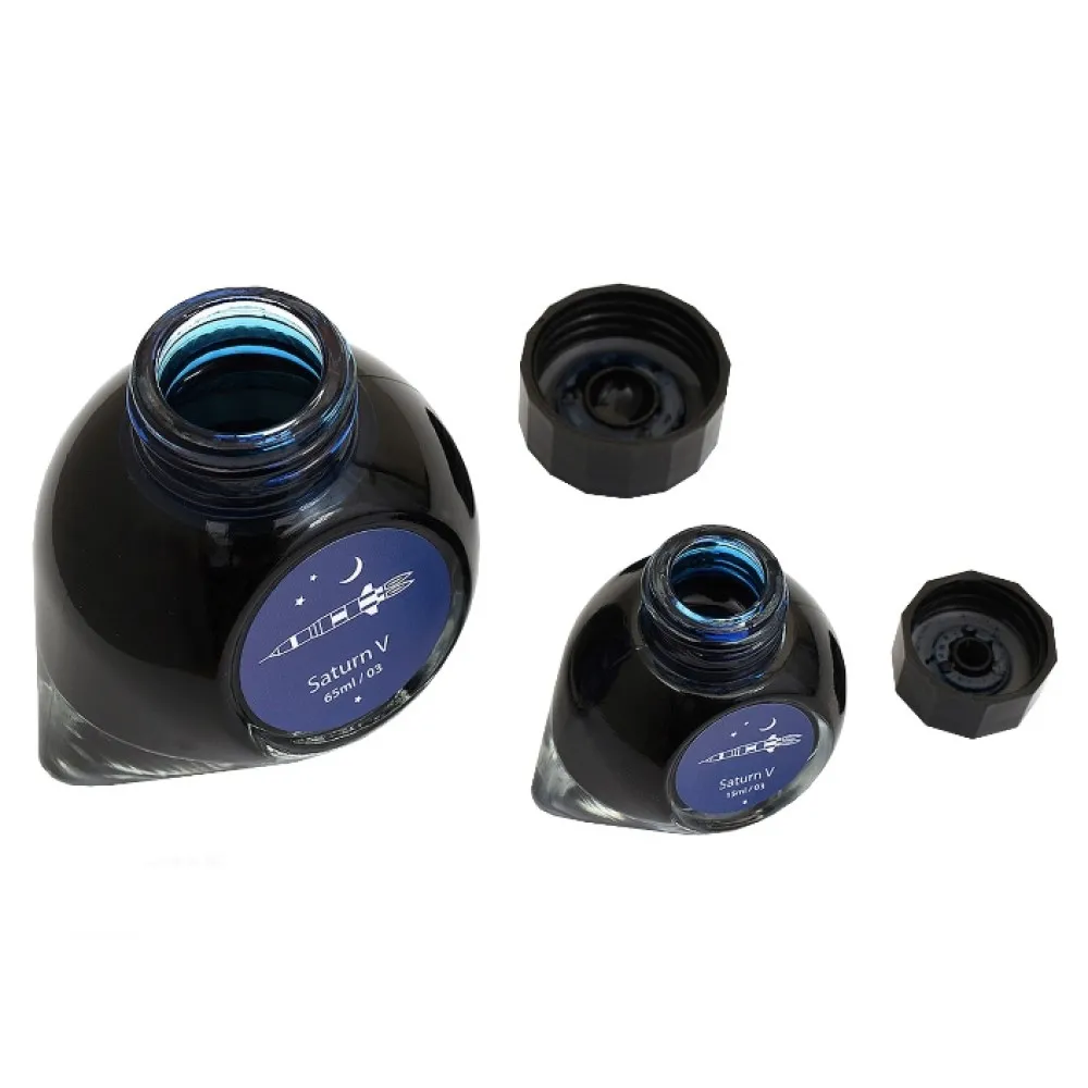 Colorverse Saturn V - Dark Blue - Fountain Pen Ink 03 Spaceward Series, Season 1, 65ml - 15ml - 2 Bottle Set, Dye-Based, Nontoxic, Made In Korea