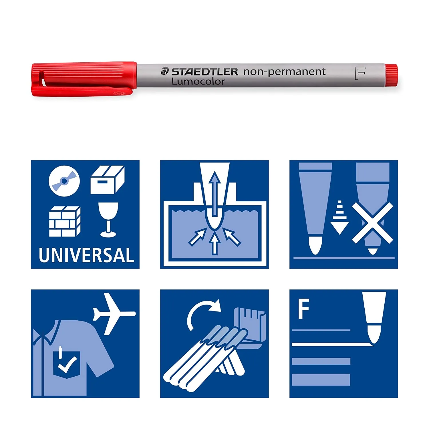 Staedtler Lumocolor 316WP8 Fine 0.6 MM Line Non-Permanent Pen - Assorted Colours (Pack Of 8)
