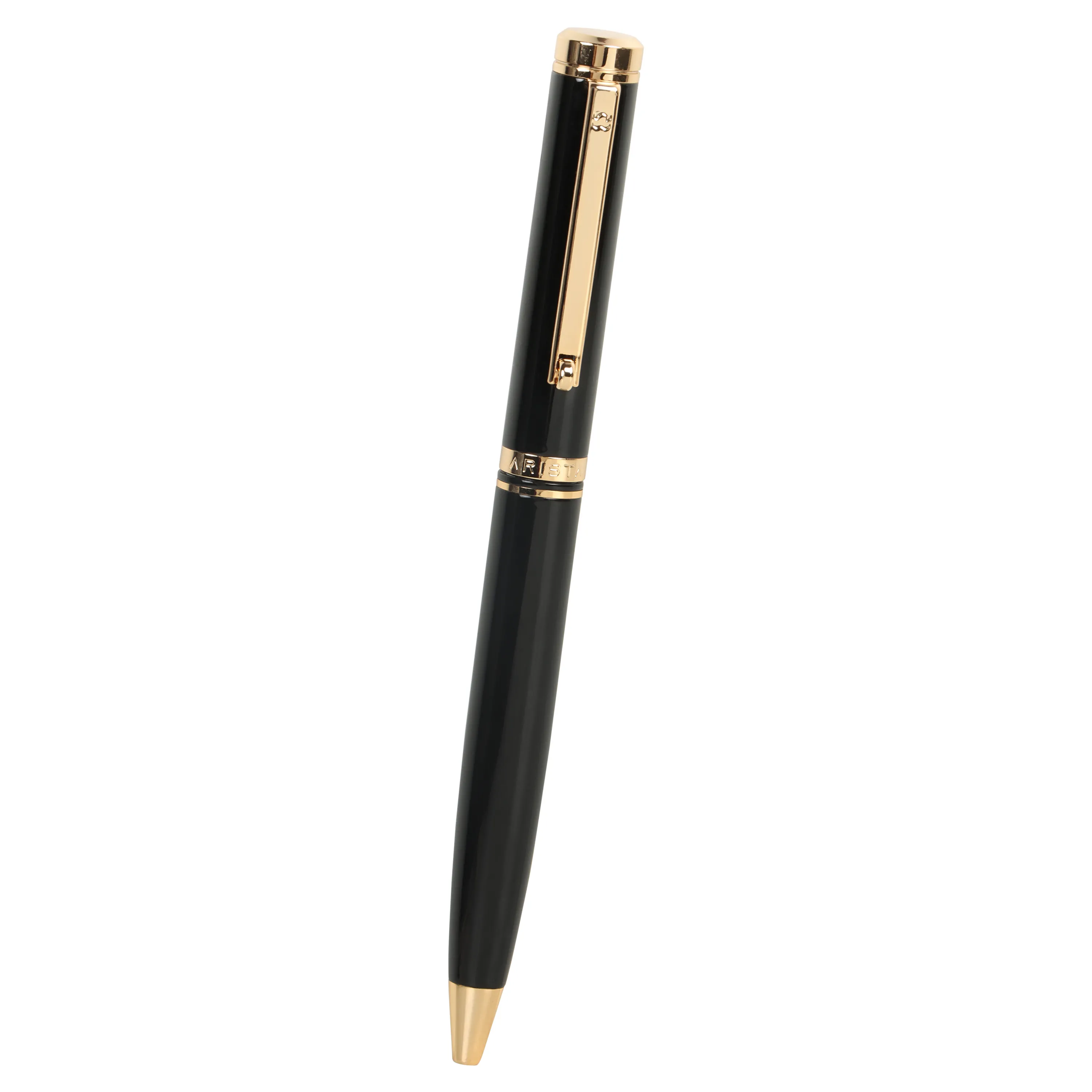 ARISTA Switch Ballpoint Pen | Black Barrel | 24 CT Gold Plated Trim || With Elgin Watch