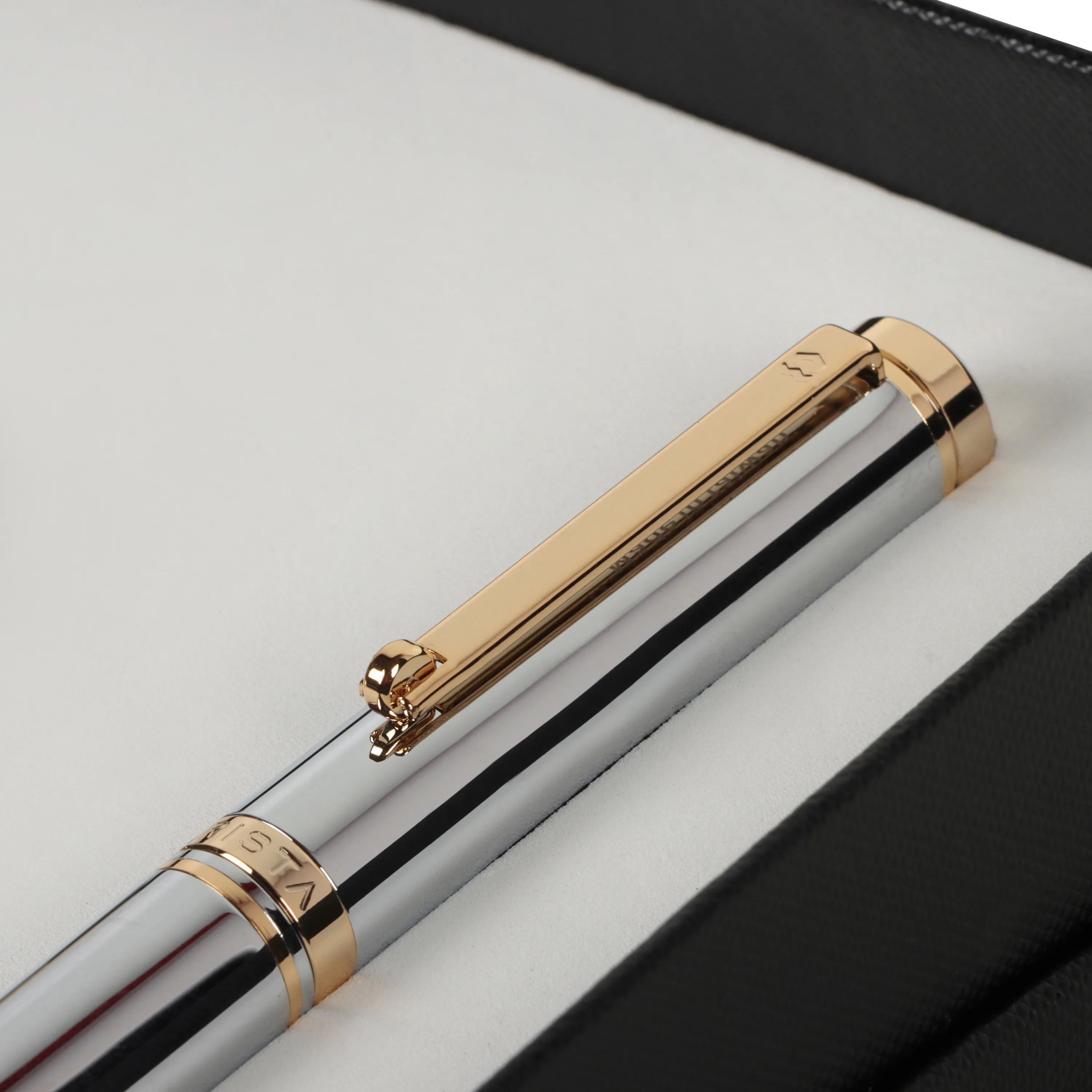 ARISTA Switch Ballpoint Pen | Chrome | 24 CT Gold Plated Trim | With Elgin Watch
