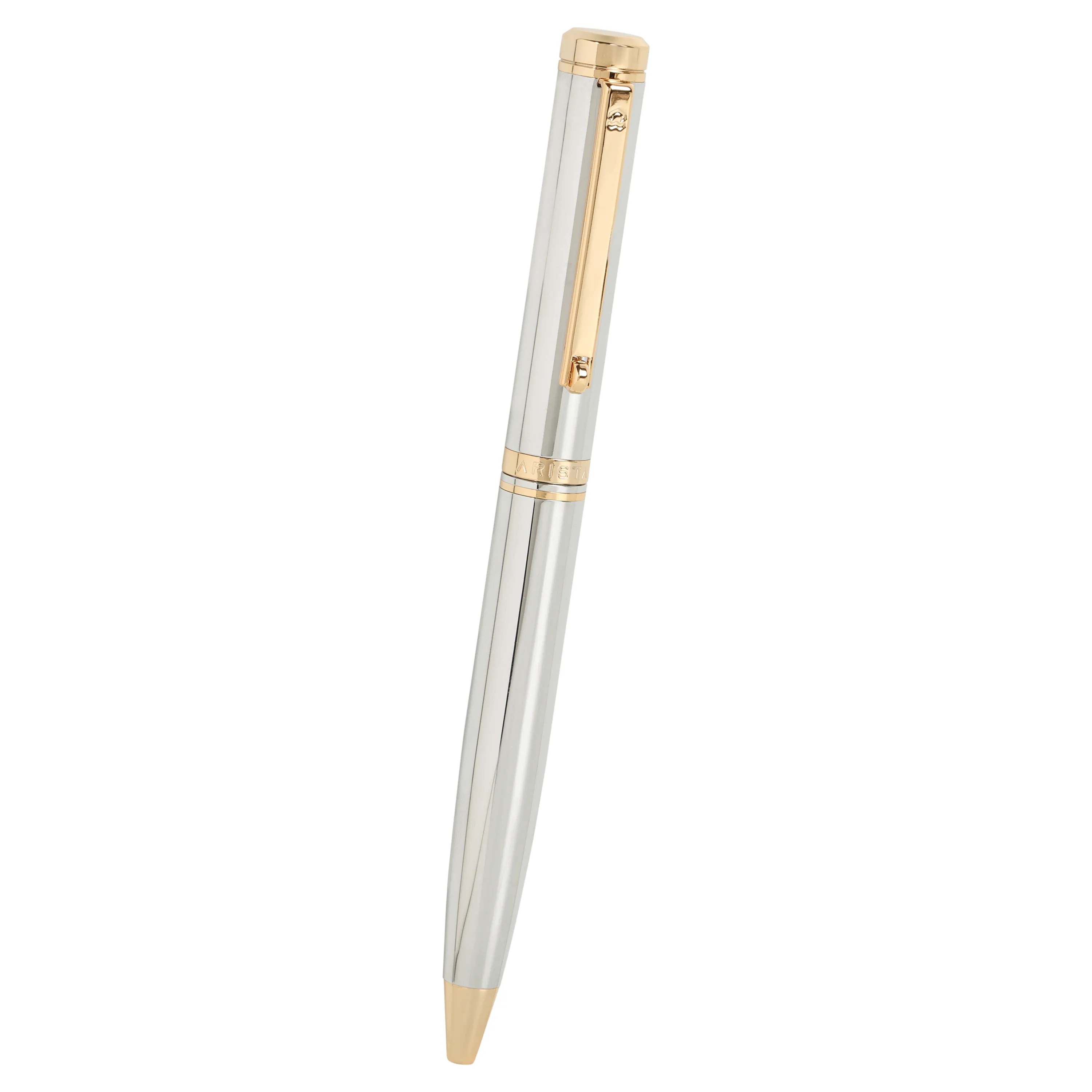 ARISTA Switch Ballpoint Pen | Chrome | 24 CT Gold Plated Trim | With Elgin Watch