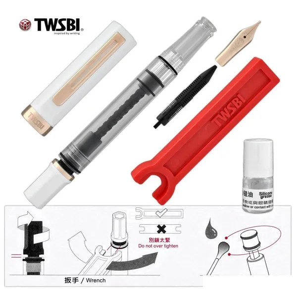TWSBI Eco Fountain Pen in White Rose Gold Medium