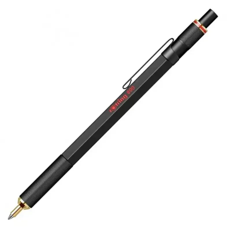 Rotring | 800 Series | Black 1.0mm Ball Pen | Metal Body | Non-Slip | Metal Knurled Grip