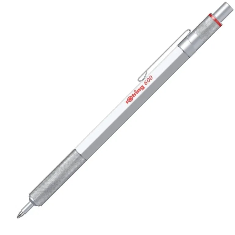 Rotring | 600 Series | Silver 1.0mm Ball Pen | Metal Body | Non-Slip | Metal Knurled Grip