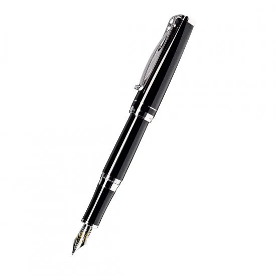 Cleo Skribent Platinum - Black Fountain Pen 25031 medium