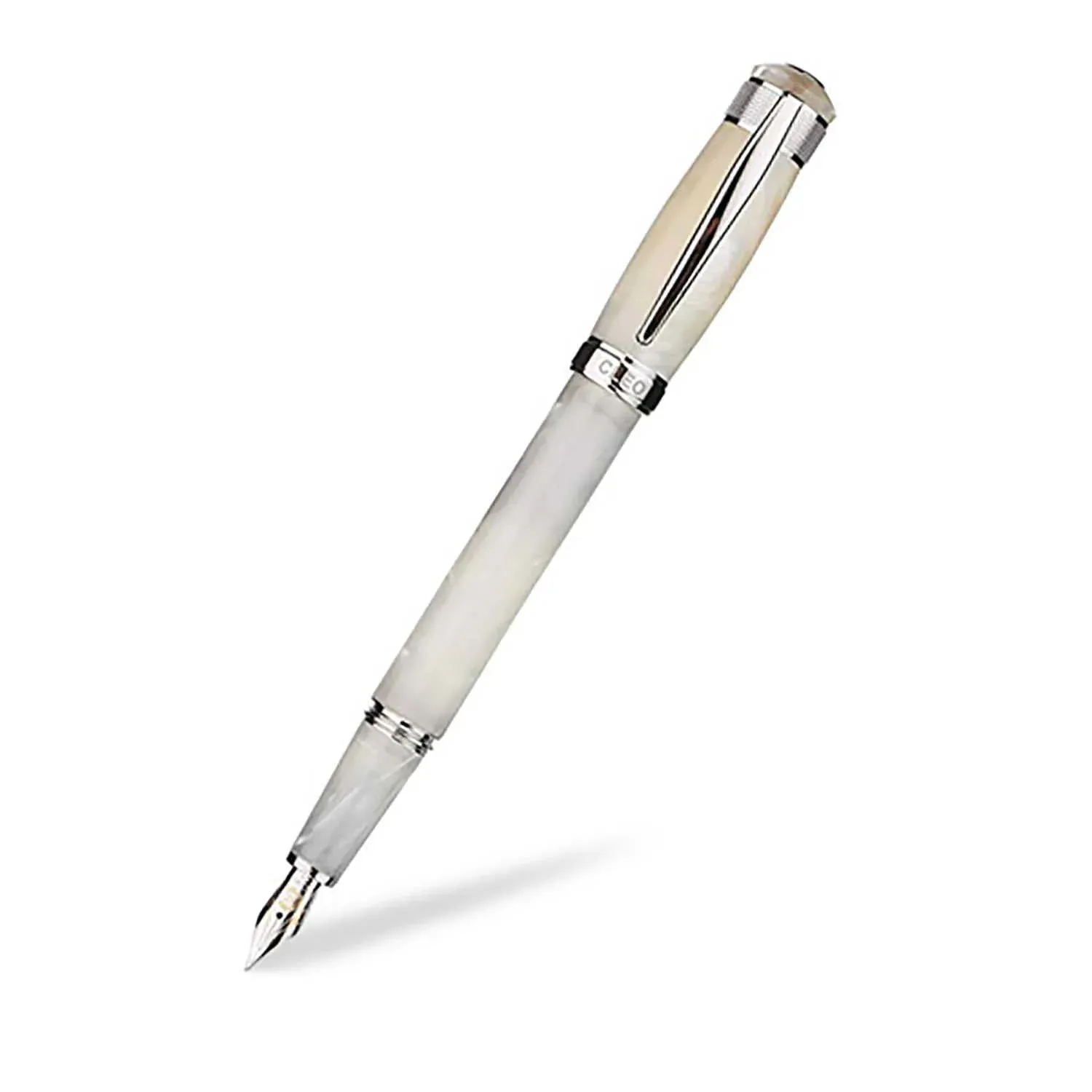 Cleo Skribent Aura Fountain Pen, Pearl Marbled - 14K Gold Nib fine