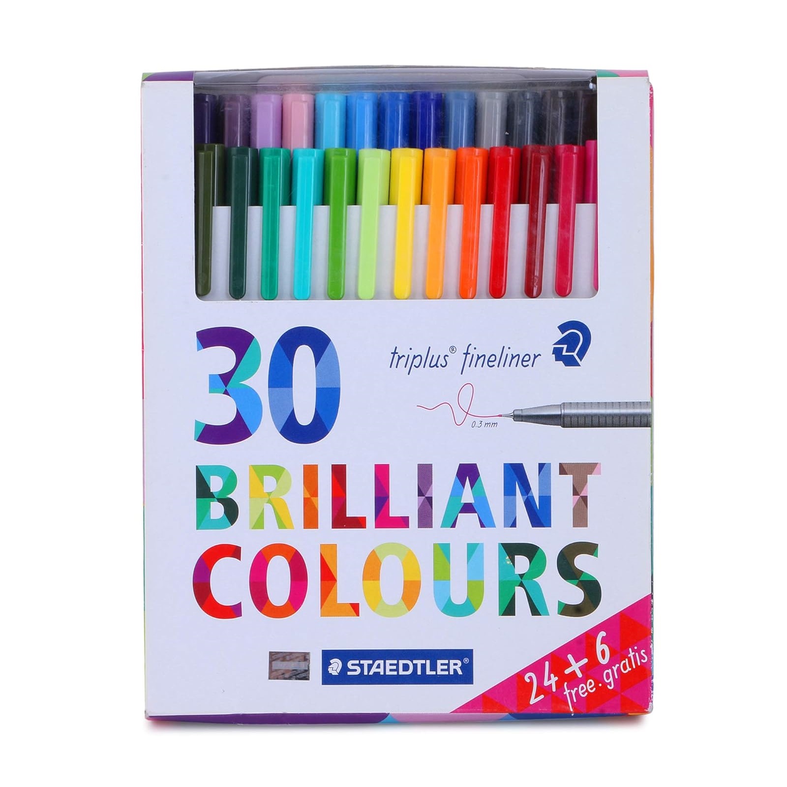 Staedtler Triplus Fineliner Pack Of 30 Brilliant Colour Pen Only For You  MultiColor