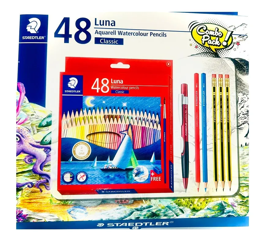 STAEDTLER luna Watercolor pencils set of 48 shades combo comes with free mechnical pencil