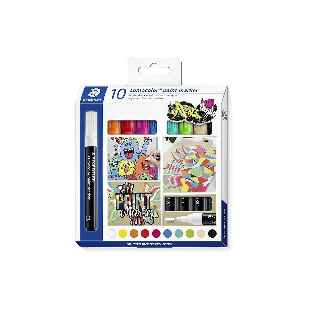 349 C10 STAEDTLER Lumocolour Acrylic Marker PACK OF 10 PCS